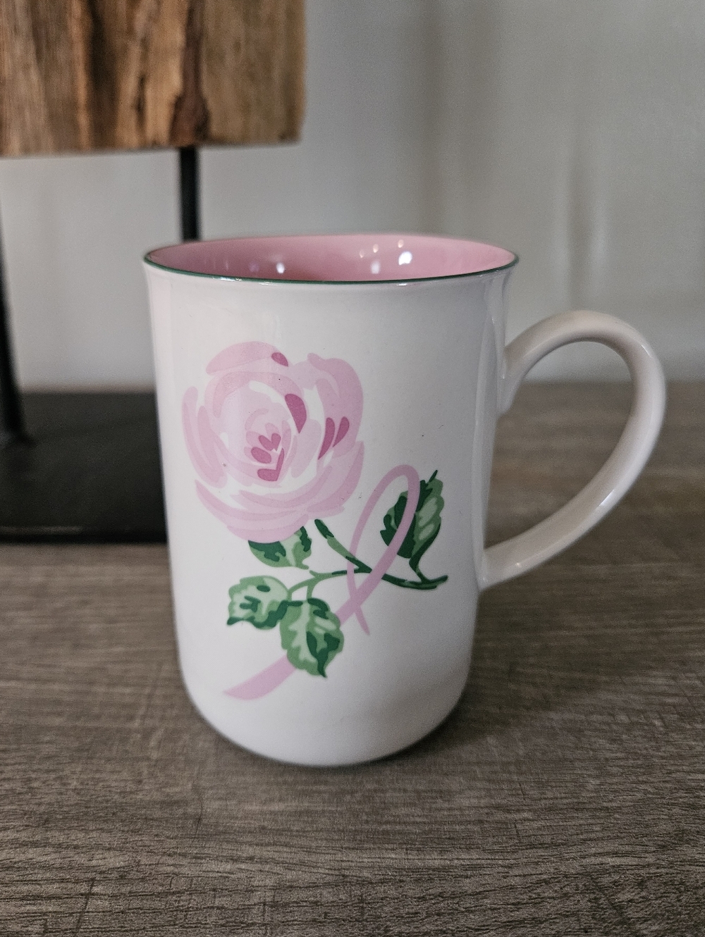 Vintage Avon Pink Ribbon Rose Breast Cancer Awareness Coffee Cup Mug